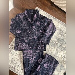 Victoria's Secret Black and Pink Floral Pajama Set size XS